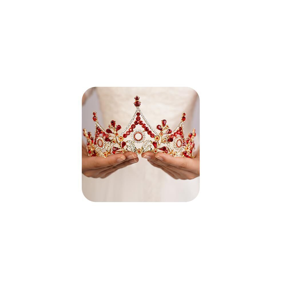 8059 Crystal Pearl Tiara - Red - Baroque Classic - Wedding Halloween